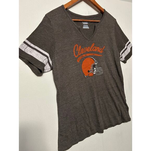 Cleveland Browns T- Shirt Gray Short Sleeve Notched V Neck Casual Tee Size XXL - Picture 6 of 11